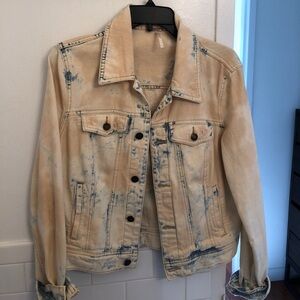 Women's Cream and Blue Denim Jacket